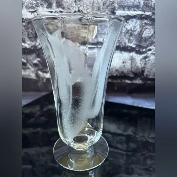 Set of 4 Mid- Century Etched Footed Floral Ice Tea/Water Glasses - Picture 5 of 11